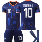 UEFA Euro 2024 Nederländerna Hemmaborta Barn Vuxen Fotbollströja Nr 10 MEMPHIS Away 26