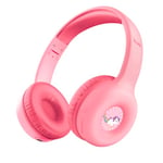 Trust Nouna Casque Bluetooth sans Fil pour Enfant 4-10 Ans avec Limite de Volume (85dB) Casque Micro Pliable avec Autocollants, 15h d'Autonomie, Headphones pour Switch, Tablette, Musique, Rose