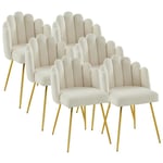 Lot de 6 chaises en tissu bouclette et métal doré - Crème - altinam de Pascal Morabito