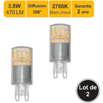 Lot de 2 ampoules LED G9 3,8W capsule 470Lm 2700K - garantie 2 ans