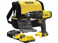 Stanley Drill/driver Slagbor/driver FATMAX V20 2x2Ah + tilbehør 50 stykker og veske SFMCD711DSA