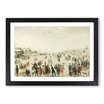 Big Box Art Winter Scene On The Ice Vol.4 by Hendrick Avercamp Framed Wall Art Picture Print Ready to Hang, Black A2 (62 x 45 cm)