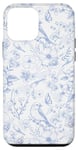 Coque pour iPhone 12 mini Toile bleue et blanche à motif français, toile bleu clair française