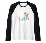 Squirrel Just a Girl Who Loves Squirrels Funny Animal Girls Raglan Baseball Tee