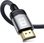 4K HDMI Cable 15M, AviBrex HDMI 2.0 Cable High Speed 18Gbps Nylon Braided HDMI Lead Support 4K@60Hz 2K@144/165Hz,2160p,1080p,3D,HDCP 2.2,ARC Compatible TV,Blu-Ray,PS4/5,Xbox,Projector,Soundbar,PC-Grey