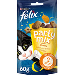 Purina Felix Party Mix Snack Chat Cheezy Mix avec Fromage Cheddar, Gouda et Edamer, 8 boîtes de 60 g