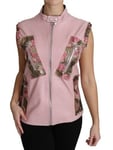 Dolce & Gabbana Veste Rose Éclair Agneau Débardeur sans Manche Cuir IT40/6/S