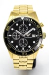 EMPORIO ARMANI MENS WATCH YELLOW GOLD  BRACELET & BLACK DIAL AR5857 GENUINE NEW