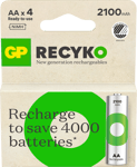 GP - ReCyko Rechargeable Battery, Size AA, 2100 mAh, 4-pack