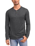 Homme Henley T-Shirts à Manches Longues Col Tunisien Rond Boutons Tee Shirt Chic Chemisier Casual Slim Fit Blouse Basique Hauts Tops pour Homme