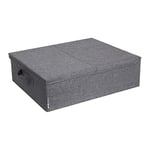 Bigso Box of Sweden rangement sous lit - boîte de rangement pliable avec poignées pour couvertures, vêtements, coussins, jouets, etc. - boîte avec couvercle en polyester et carton - gris