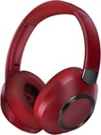 Casque Bluetooth Sans Fil Reducteur De Bruit Active Hybride - Dure 100 Heures De Lecture Et Charge Rapide, Casque Audio Avec Micro, Headphones Pliables En Mémoire De Forme, Rouge