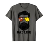 Football Softball Dad Messy Hair Beard Football Softball Dad T-Shirt