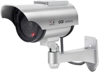 Caméra de vidéosurveillance factice étanche à énergie Solaire avec lumière LED - Argenté