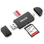 Vanja USB 3.0 SD/Micro SD Card Reader USB Type C Memory Card Adapter Compatible with Macbook Pro, iMac, Samsung S20/S10 Huawei P50/P40/Mate 40/30 for UHS-I/II SDXC, SDHC, MMC, RS-MMC, Micro SDXC/SDHC