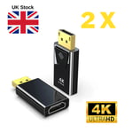 Display Port 2X DP Male To HDMI Female Adapter Converter For 4K HD 1080P