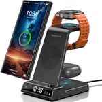 Wireless Charger for Samsung Charging Station for Galaxy S24 Ultra Watch 7 Ultra, Samsung Watch Charger for Galaxy Watch 6 5, Wireless Phone Charger Samsung for Z Flip 6 Galaxy Buds 3 Pro