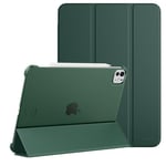 MoKo Coque pour iPad Pro 11 Pouces M4 2024 (5e Gén), Étui Ultra-Mince avec Coque Arrière en PC Dur Translucide pour iPad Pro 11'' 2024 Modèle (A2836/A2837/A3006), Supporte Apple Pencil Pro, Vert Nuit