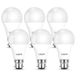 Lepro Bayonet Light Bulb, Cool White 6500K, 60W Equivalent, 8.5W 806LM B22 LED Bulb Daylight White, Energy Saving Light Bulbs Bayonet, Non-dimmable, Pack of 6