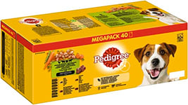 Pedigree Mixed Selection in Gravy 40 Pouches, Adult Wet Dog Food, Megapack (40 x 100 g)