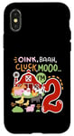 Coque pour iPhone X/XS Oink Baa Moo I'm 2 Farm Animals 2ème anniversaire 2 ans