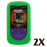 2X Green Silicone Skin for SanDisk Sansa Fuze Plus+ Case MP3 Fuse+ Cover Holder