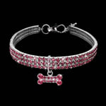 Hund Katt halsband Bling Bling - Rosa Large