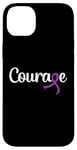 Coque pour iPhone 14 Plus Cancer du pancréas - Courage avec noeud ruban mauve