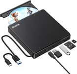 Lecteur Cd Dvd Externe Usb 3.0 Type-C Lecteur Cd Externe Avec 2 Usb Et Fente Sd/Tf,Portable Lecteur Graveur Cd Dvd Externe Pour Pc Mac Macbook Pro Air Windows 11/10 Apple Imac Laptop