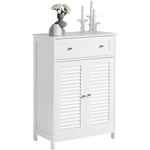 Sobuy - FRG238-W Buffet Placard Meuble de Rangement Commode avec Tiroir et Cloison Amovible pour Entrée, Chambre Salon, Cuisine et Salle de Bain