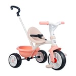 Smoby Be Move Rose Tricycle pour Enfant avec Barre de poussée, siège avec Ceinture de sécurité, Cadre en métal, Roue Libre à pédale, pour Enfants à partir de 15 Mois