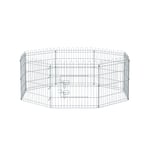 FEANDREA Puppy Run, Playpen, Rabbit Foldable Run for Dogs Silver