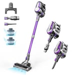 FixtFixer Cordless Vacuum Cleaner, 350W/35KPa Vacuum Cleaner, 8 * 2200mAh long life removable battery,Up to 55 Mins Runtime, 0.9L large dust container hoover for pet hair, carpets (Purple)