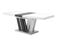 Table à manger extensible NOAMI II - 6 à 8 personnes - MDF laqué gris et blanc