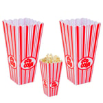 2pcPopcorn Holder Reusable Plastic Red White Party Popcorn Container Movie Night