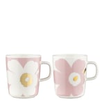 Marimekko - Juhla Unikko mugg 25 cl 2-pack vit/rosa/guld