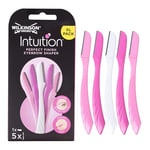 Wilkinson Sword Intuition - Eyebrow Shaper XL - Rasoir pour les sourcils et le duvet du visage - Outil d’exfoliation et de dermaplaning - Pack de 5 rasoirs jetables