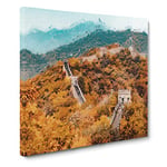 The Great Wall of China Modern Canvas Wall Art Print Ready to Hang, Framed Picture for Living Room Bedroom Home Office Décor, 20x20 Inch (50x50 cm)