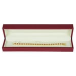 YELLOW GOLD FINISH Created Diamond Round Cut Red Ruby Tennis Bracelet + Gift Box