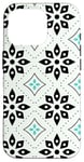 iPhone 16 Pro Green Mint Black Dotted Flower Moroccan Mosaic Tile Patterns Case