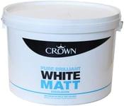 Crown Matt Emulsion White - Wall & Ceiling Paint  10 Litres