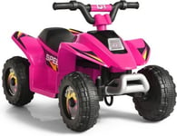 Voiture Quad Buggy Electrique Quad ATV 6V avec Marche Arriere Frein ElectriqueAvancer Reculer Controle par Poignee Rose