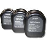 Vhbw - 3x Batterie Ni-MH 3000mAh (12V) pour outils Dewalt DW9074 Dewalt DE9071, DE9074 comme Dewalt 152250-27, 397745-01, DC9071, DE9037.