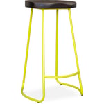 Tabouret de bar - Design industriel - Bois et métal - 76 cm - Aiyana Jaune