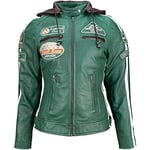 URBAN LEATHER Veste de moto en cuir pour femme '58 LADIES', vert foncé, S