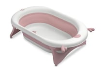 TALOU Baignoire bébé de voyage pliable avec témoin chaleur Rose poudré