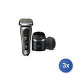 3x Rasoir Barbe Braun Series 9 Pro + 9565CC, Couleur Argent Et Black, Réseaux Un