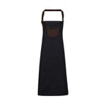 Premier Division Waxed Look Denim Bib Apron with Faux Leather - förkläde - Indigo/Brown - One Size