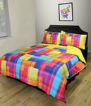 JOBLOT 6 x Single Bed Duvet Cover Set Tetris Gamer Multicoloured Bedding Set