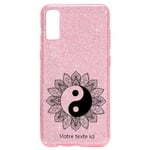 Coque Iphone XR paillettes rose yin yang mandala blanc